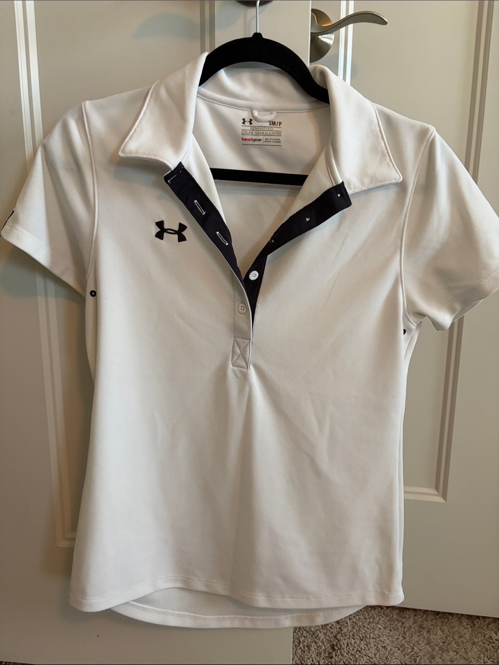 Under Armour White Short-Sleeve Polo with Black Trim